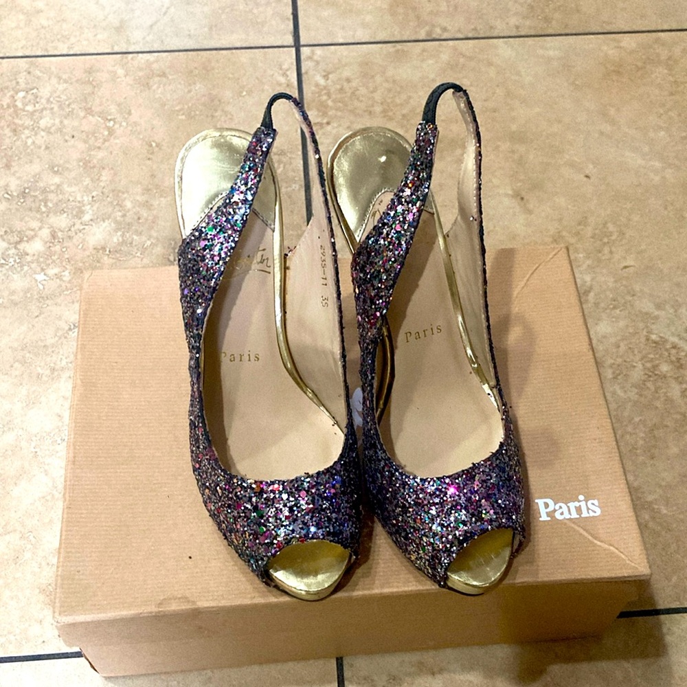 New ❤️‍🔥 Christian louboutin PRIVATE NUMBER GLITTER HEELS